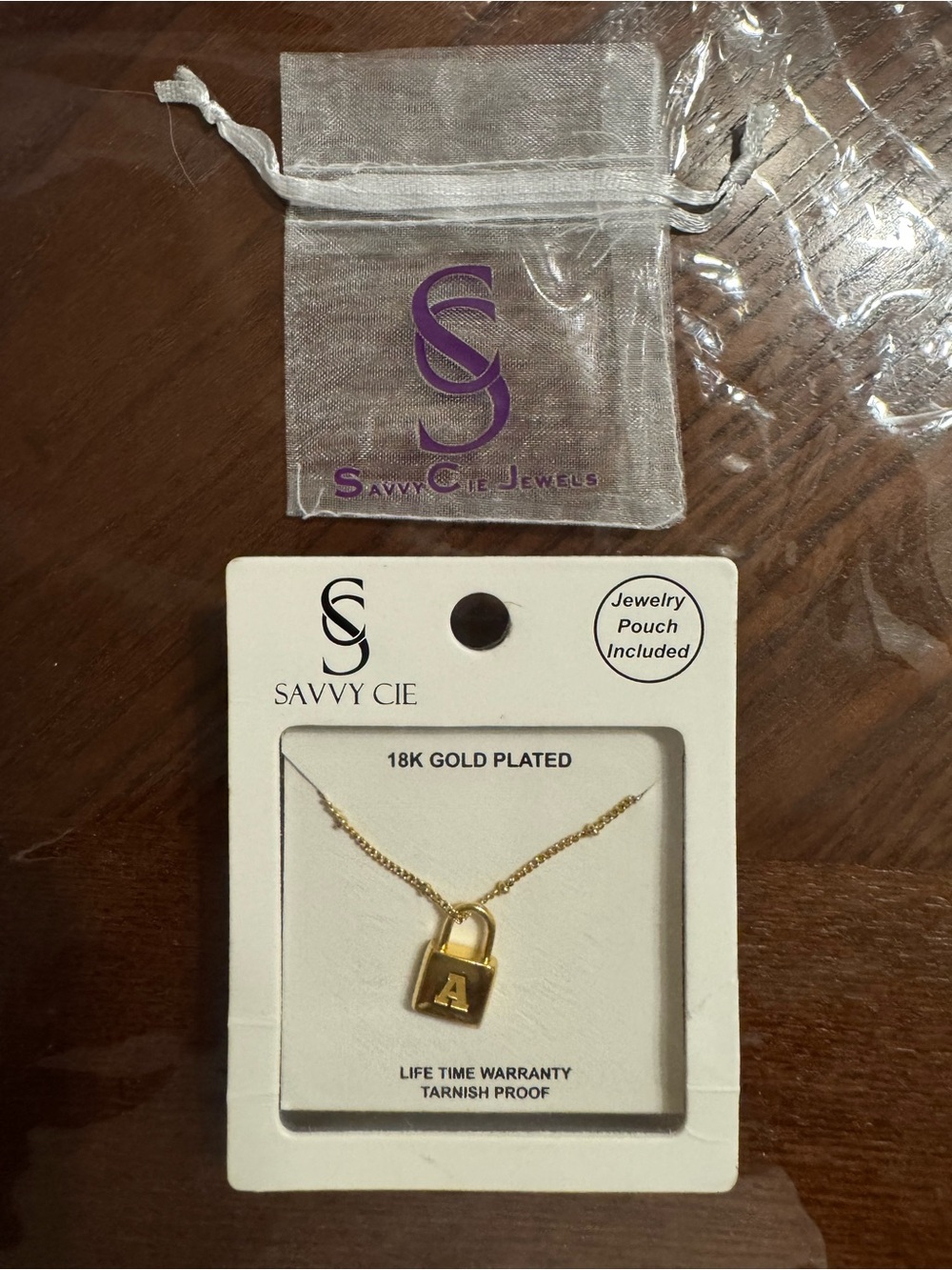 Savvy Cie Gold Initial 'A' Padlock Necklace